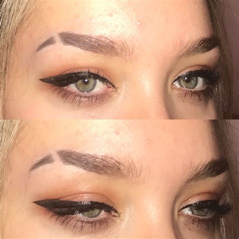 shaving a line in eyebrow.